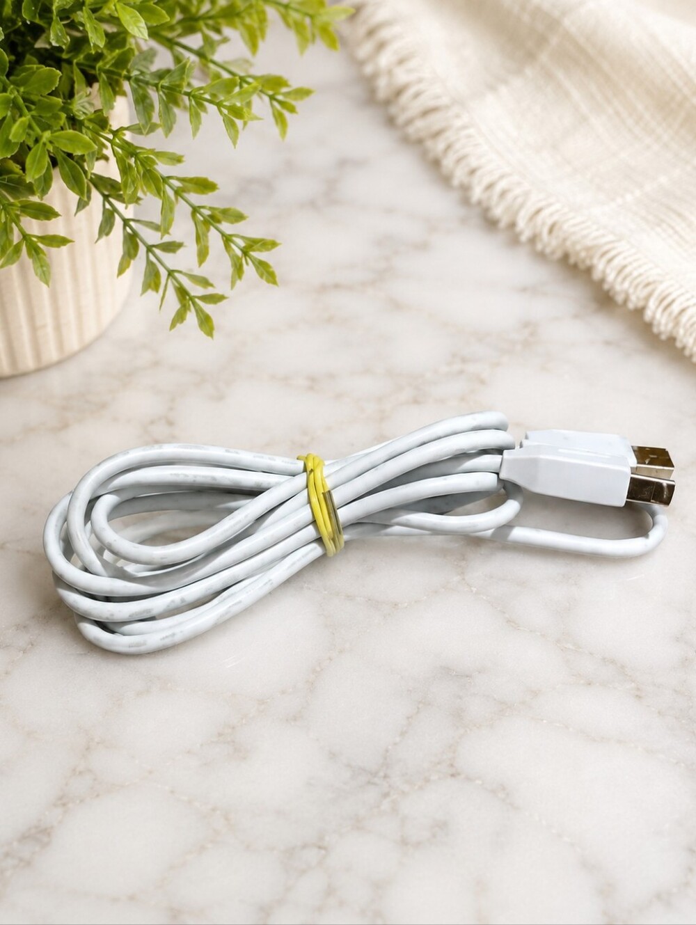 White / Beige USB Printer Cable – Reliable & Durable